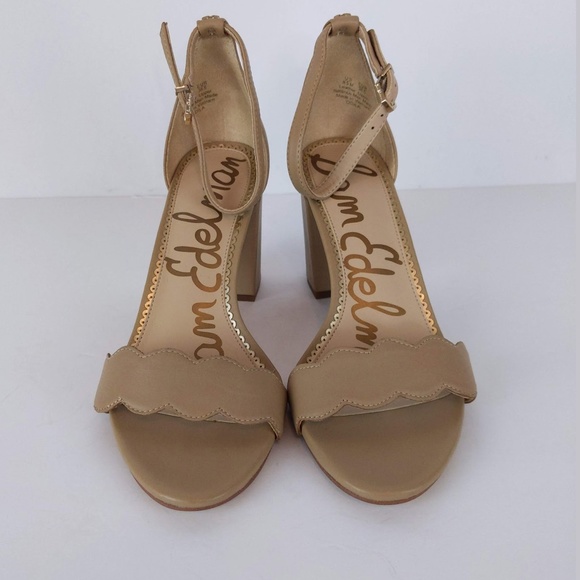 Sam Edelman Beige Leather Open Toe Heels - Picture 2 of 13